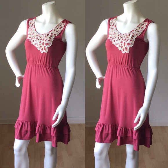 Maurices Dresses & Skirts - NWT Maurices Burgundy Sundress Scoop Neck Ruffle